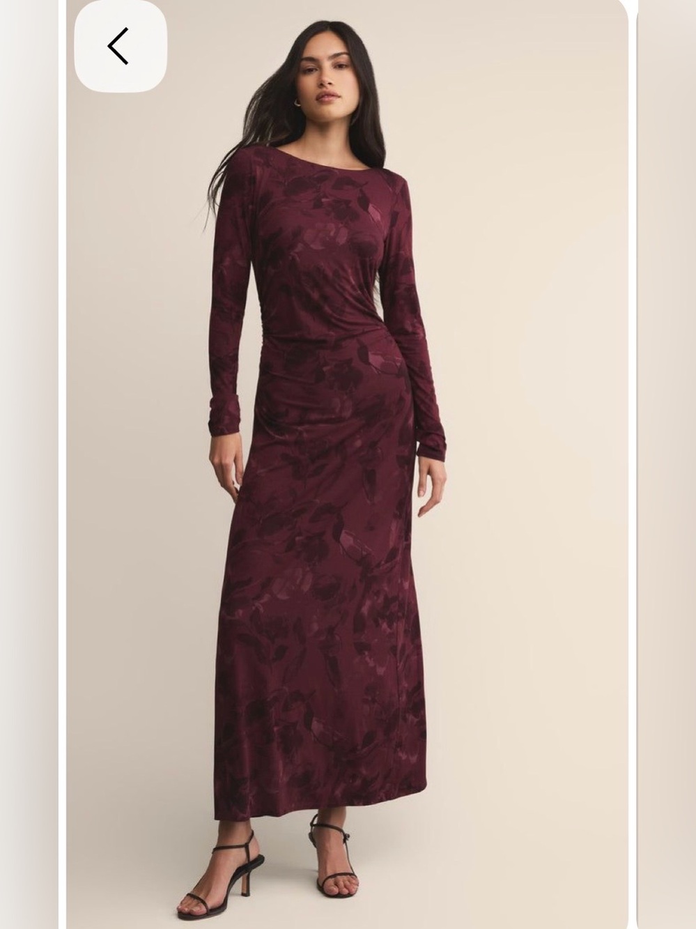 Z Supply Long Sleeve Burgundy Floral Maxi Dress
